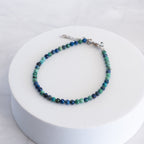 Chrysocolla Gemstone Bracelet with Sterling Silver Clasp – 3–4mm | 17–20cm