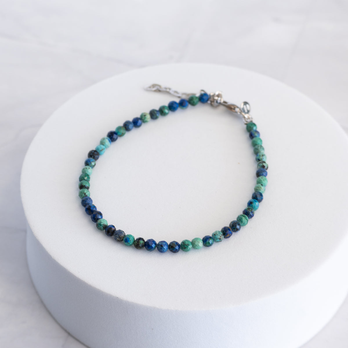 Chrysocolla Gemstone Bracelet with Sterling Silver Clasp – 3–4mm | 17–20cm