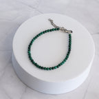 Malachite Gemstone Bracelet with Sterling Silver Clasp – 3–4mm | 17–20cm