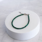 Malachite Gemstone Bracelet with Sterling Silver Clasp – 3–4mm | 17–20cm