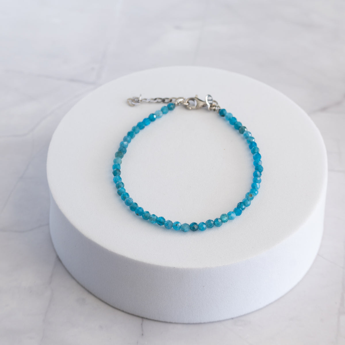 Apatite Gemstone Bracelet with Sterling Silver Clasp – 3–4mm | 17–20cm