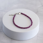 Ruby Gemstone Bracelet with Sterling Silver Clasp – 3–4mm | 17–20cm