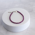 Ruby Gemstone Bracelet with Sterling Silver Clasp – 3–4mm | 17–20cm