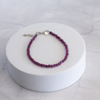 Ruby Gemstone Bracelet with Sterling Silver Clasp – 3–4mm | 17–20cm
