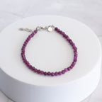 Ruby Gemstone Bracelet with Sterling Silver Clasp – 3–4mm | 17–20cm