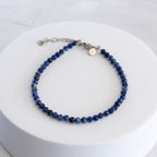 Sodalite Gemstone Bracelet with Sterling Silver Clasp – 3–4mm | 17–20cm