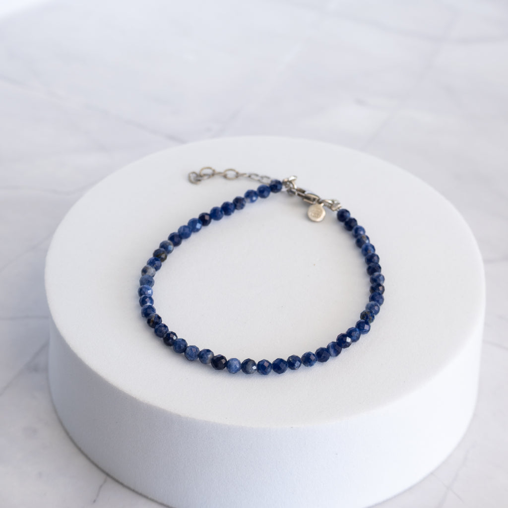 Sodalite Gemstone Bracelet with Sterling Silver Clasp – 3–4mm | 17–20cm