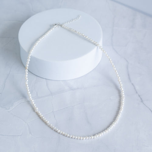 3-4 mm Freshwater Pearl Necklace with Sterling Silver Clasp - 40–45cm