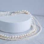 Freshwater Rice Pearl Necklace with Sterling Silver Clasp – 3–4mm | 37–42cm