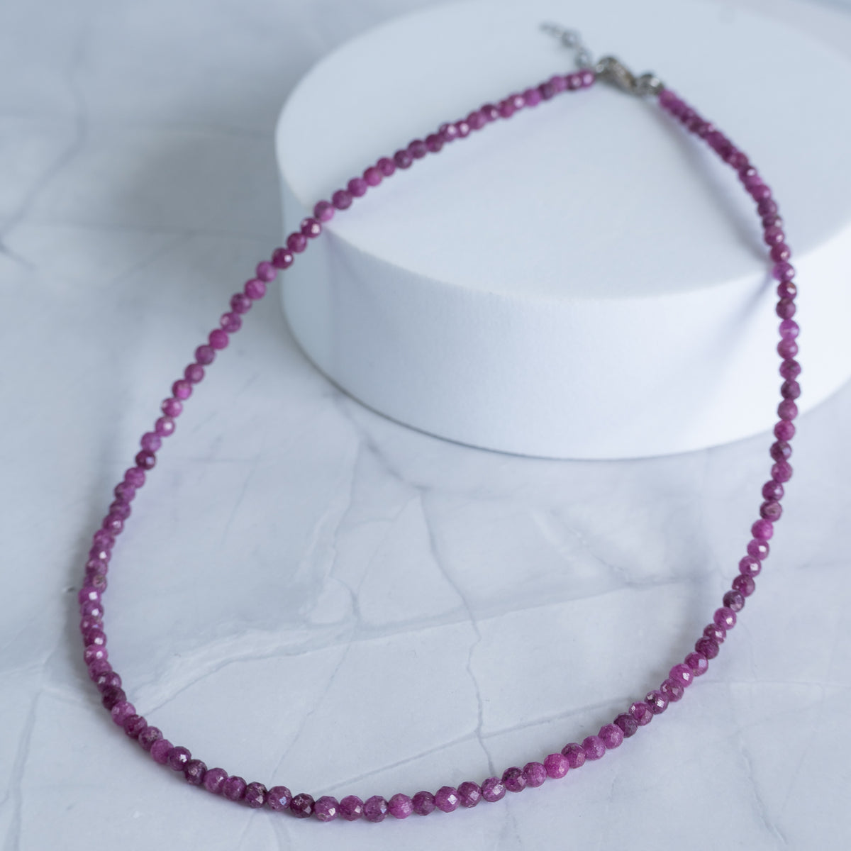 Ruby Gemstone Necklace with Sterling Silver Clasp – 3–4mm | 39–42cm