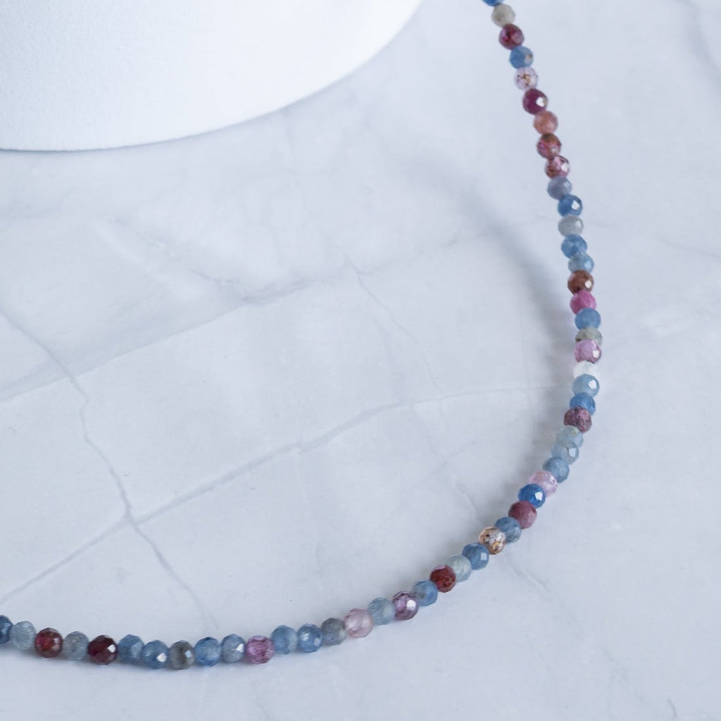 Sapphire Gemstone Necklace with Sterling Silver Clasp – 3–4mm | 40–43cm