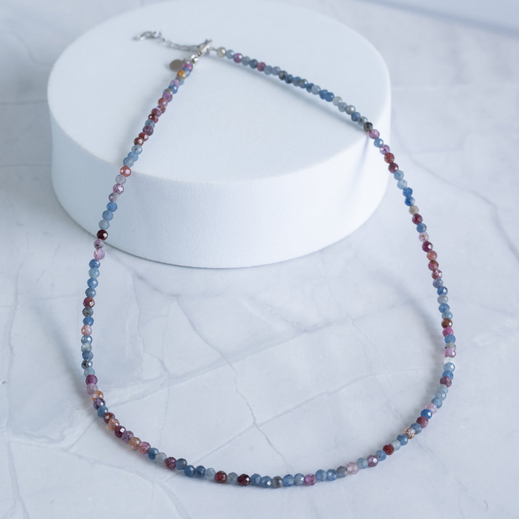 Sapphire Gemstone Necklace with Sterling Silver Clasp – 3–4mm | 40–43cm