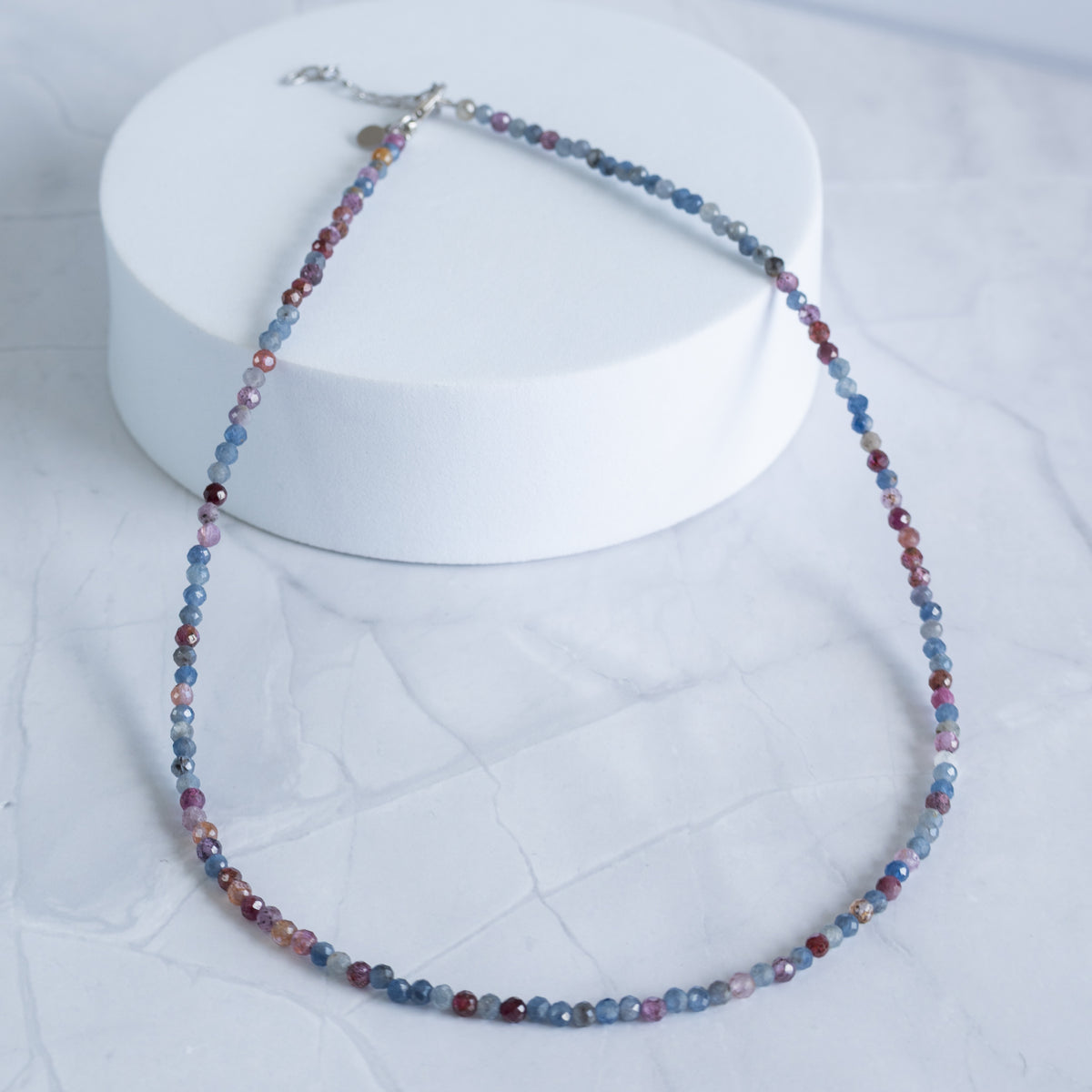 Sapphire Gemstone Necklace with Sterling Silver Clasp – 3–4mm | 40–43cm