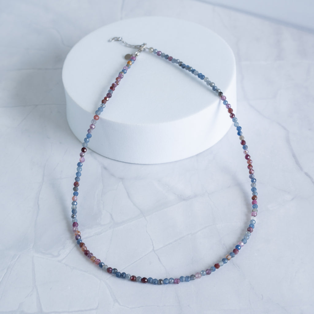 Sapphire Gemstone Necklace with Sterling Silver Clasp – 3–4mm | 40–43cm