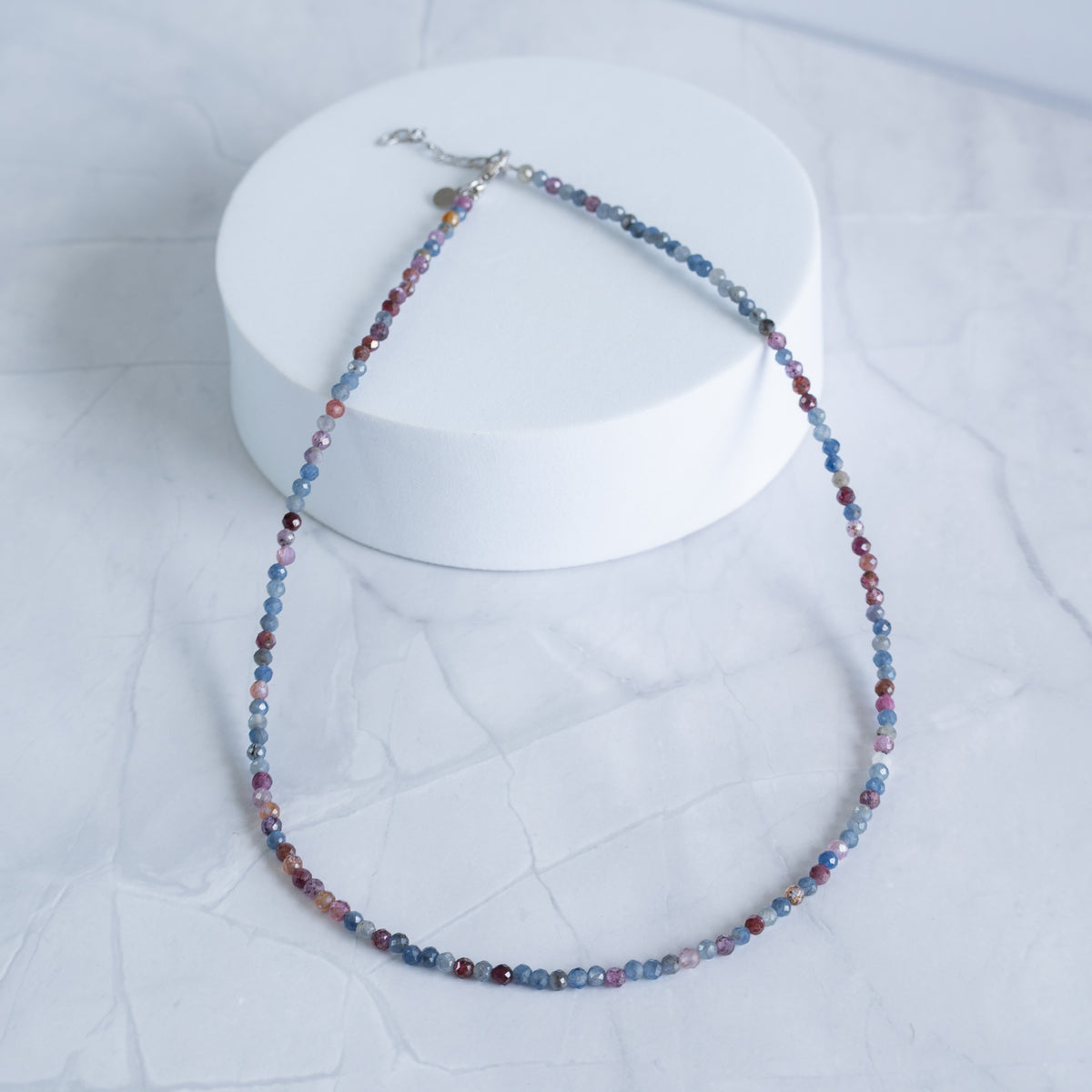 Sapphire Gemstone Necklace with Sterling Silver Clasp – 3–4mm | 40–43cm