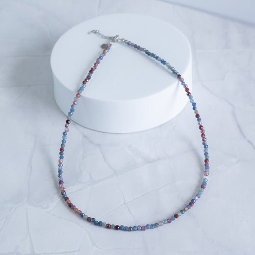 Sapphire Gemstone Necklace with Sterling Silver Clasp – 3–4mm | 40–43cm