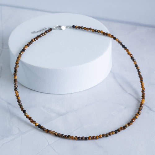 Tiger's Eye Gemstone Necklace with Sterling Silver Clasp – 3–4mm | 39–42cm