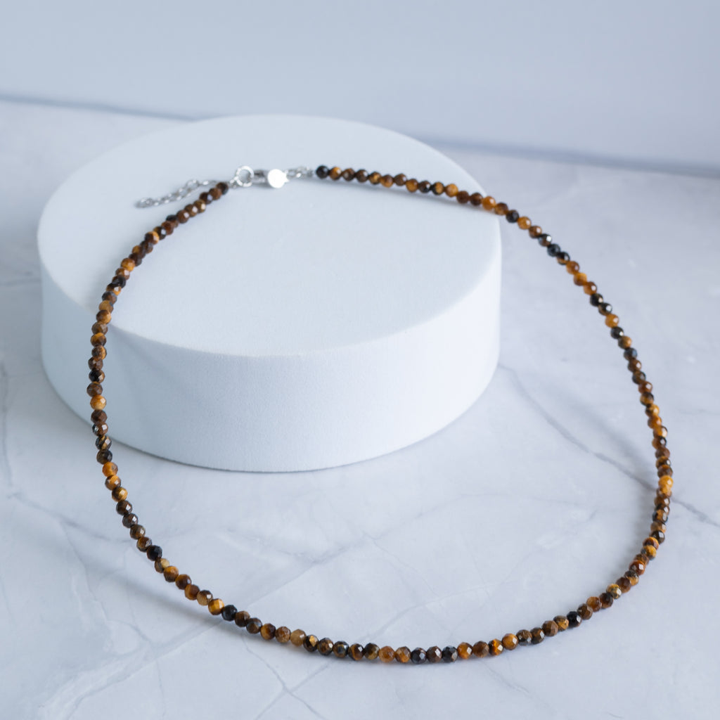 Tiger's Eye Gemstone Necklace with Sterling Silver Clasp – 3–4mm | 39–42cm