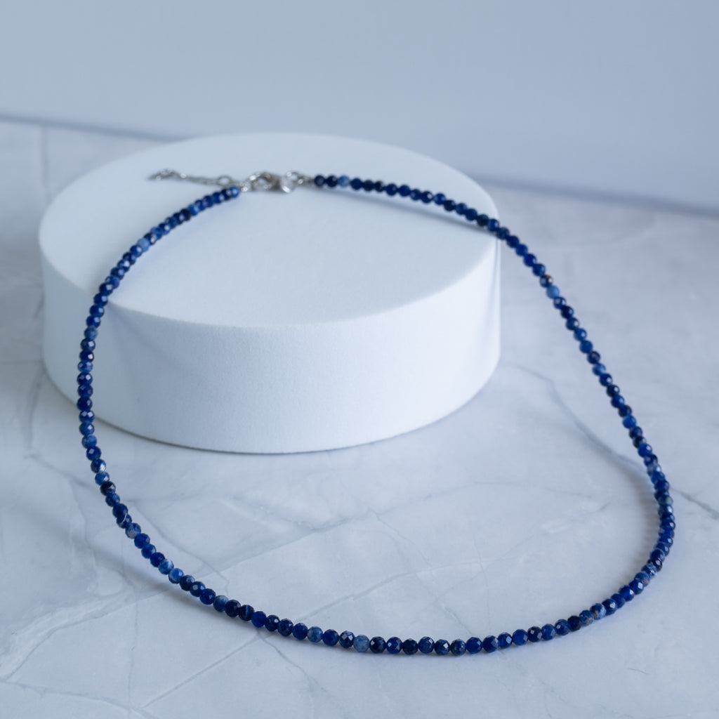 Sodalite Semi-Precious Stone Necklace with Sterling Silver Clasp