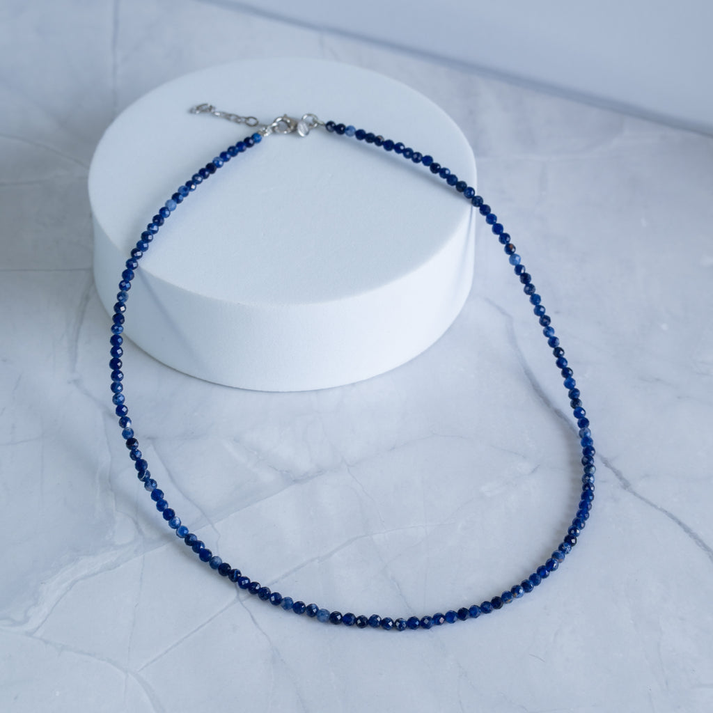 Sodalite Semi-Precious Stone Necklace with Sterling Silver Clasp