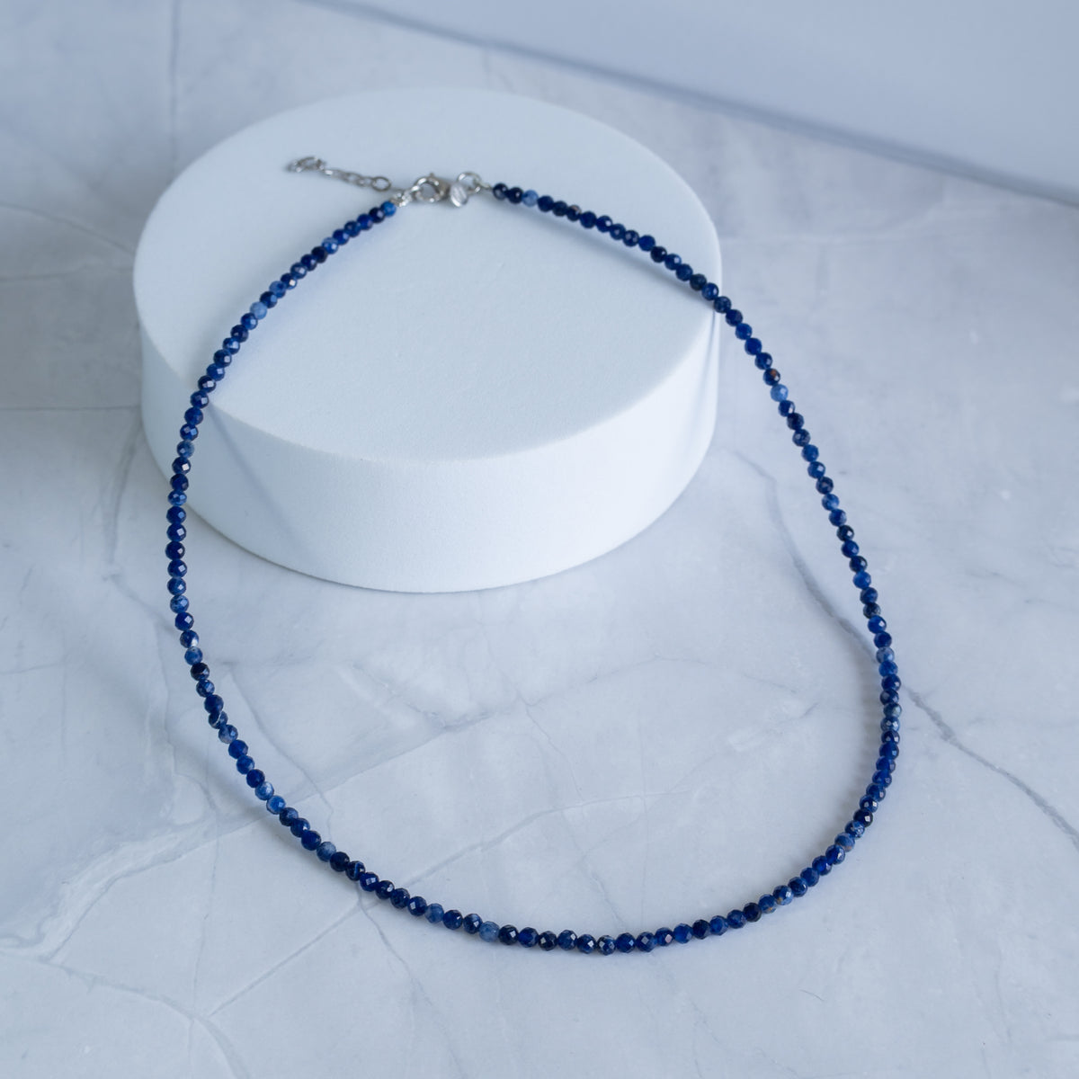 Sodalite Semi-Precious Stone Necklace with Sterling Silver Clasp