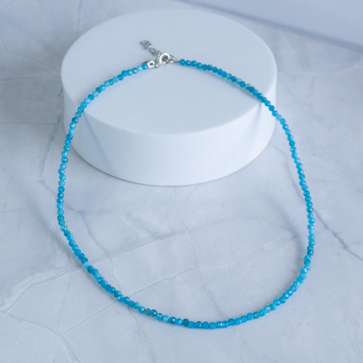Apatite Gemstone Necklace with Sterling Silver Clasp – 3–4mm | 39–42cm