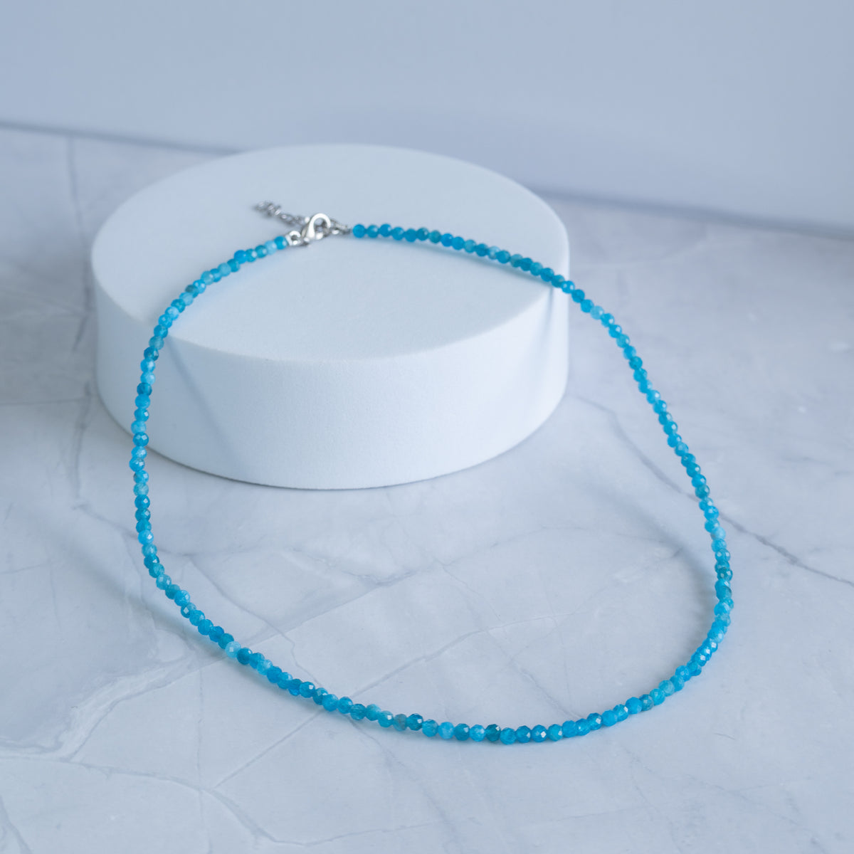 Apatite Gemstone Necklace with Sterling Silver Clasp – 3–4mm | 39–42cm