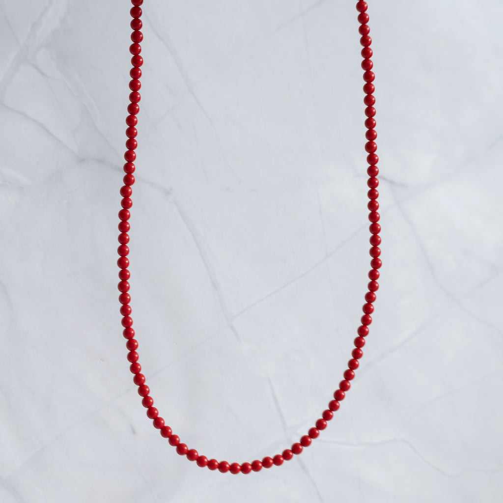 Red Paste Stone Necklace with Sterling Silver Clasp