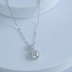 Sterling Silver Double Round Moissanite Pendant & Chain Necklace – 1.4ct