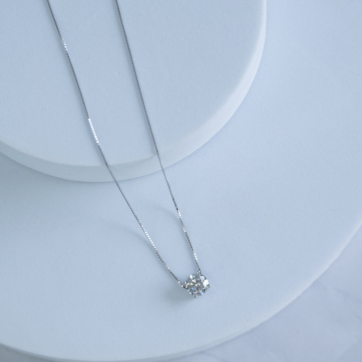 Sterling Silver Moissanite Solitaire Pendant Necklace – 1ct