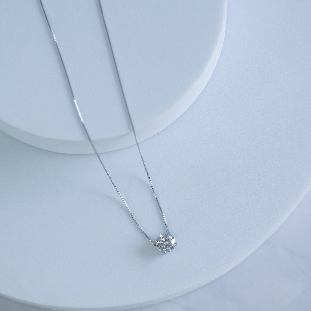 Sterling Silver Moissanite Solitaire Pendant Necklace – 1ct