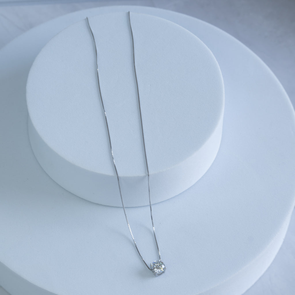 Sterling Silver Moissanite Solitaire Pendant Necklace – 1ct