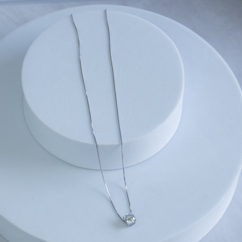 Sterling Silver Moissanite Solitaire Pendant Necklace – 1ct
