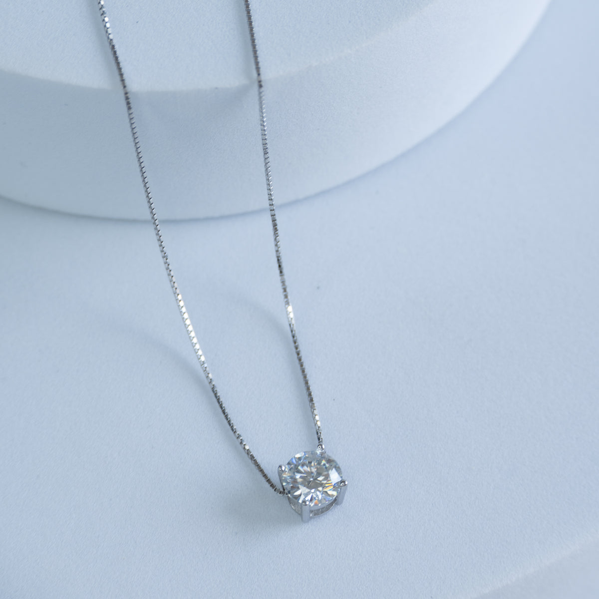Sterling Silver Moissanite Solitaire Pendant Necklace – 1ct