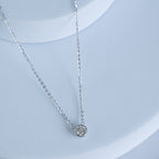 Sterling Silver 0.5ct Moissanite Fixed Pendant Necklace – 40+3cm