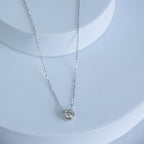 Sterling Silver 0.5ct Moissanite Fixed Pendant Necklace – 40+3cm