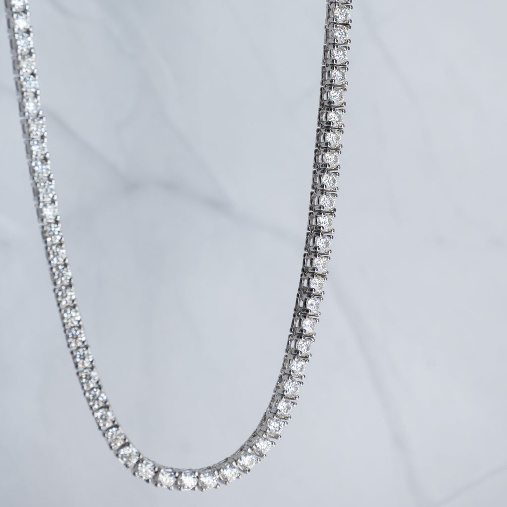 Sterling Silver Moissanite Tennis Necklace – 3mm Moissantes| 39cm