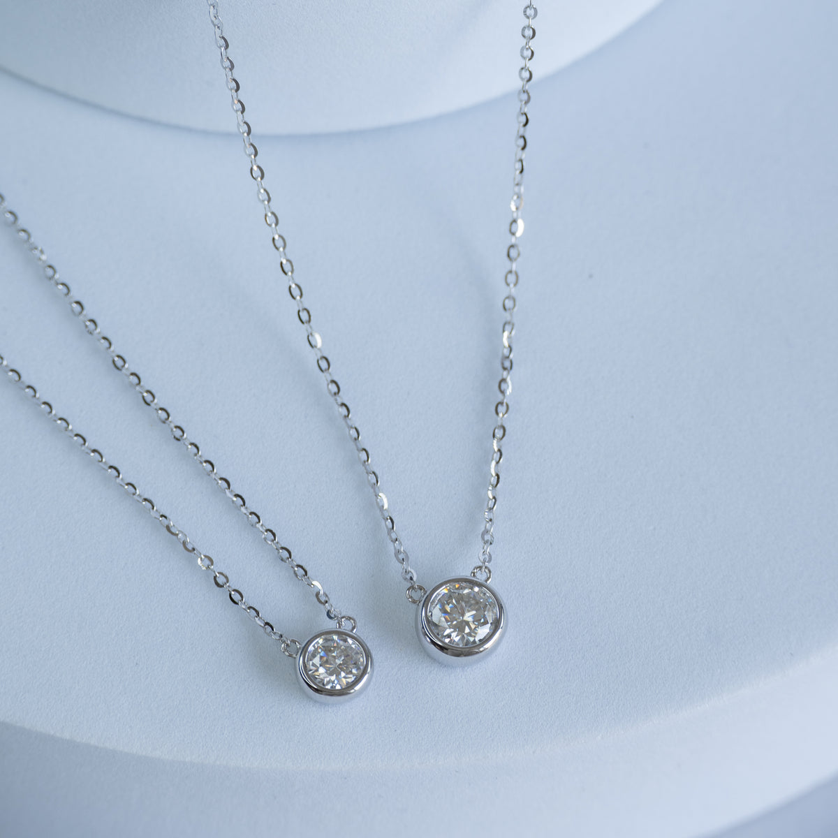 Sterling Silver 0.8ct Moissanite Fixed Pendant Necklace – 40+3cm