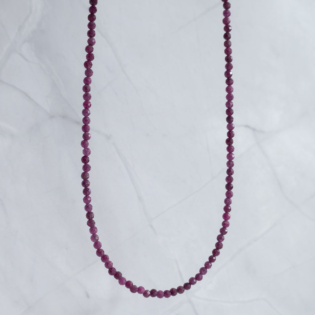 Ruby Gemstone Necklace with Sterling Silver Clasp – 3–4mm | 39–42cm