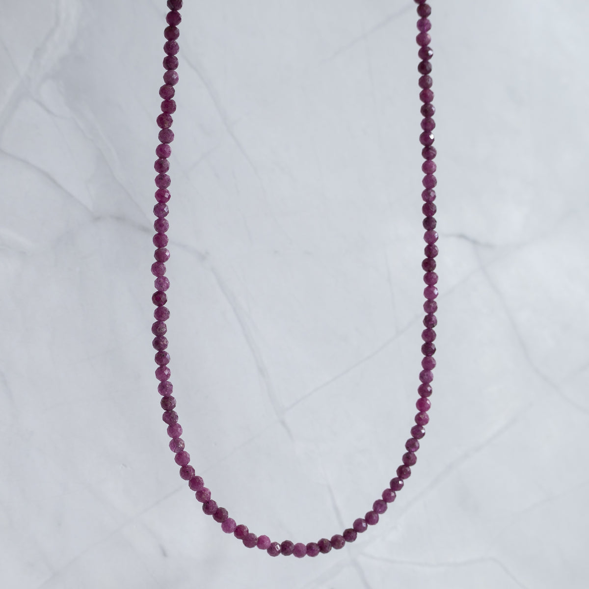 Ruby Gemstone Necklace with Sterling Silver Clasp – 3–4mm | 39–42cm
