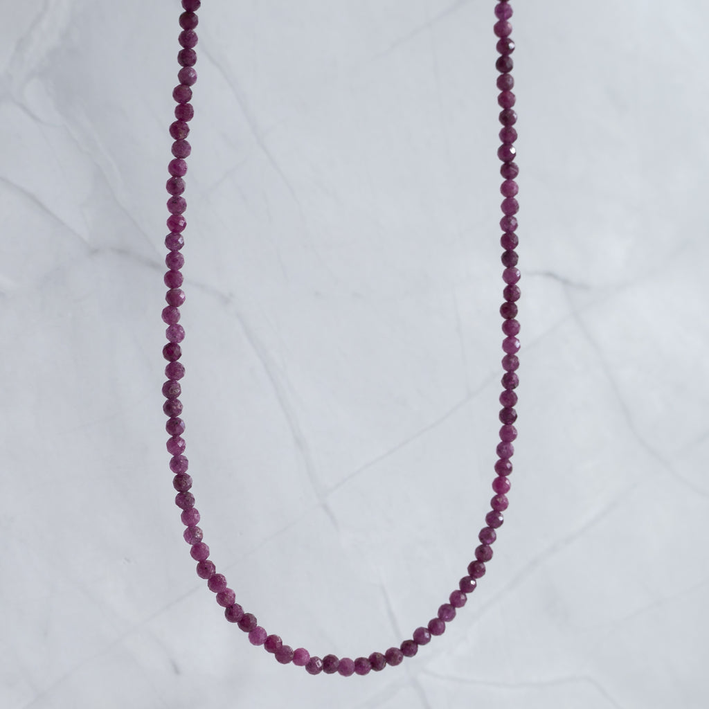Ruby Gemstone Necklace with Sterling Silver Clasp – 3–4mm | 39–42cm