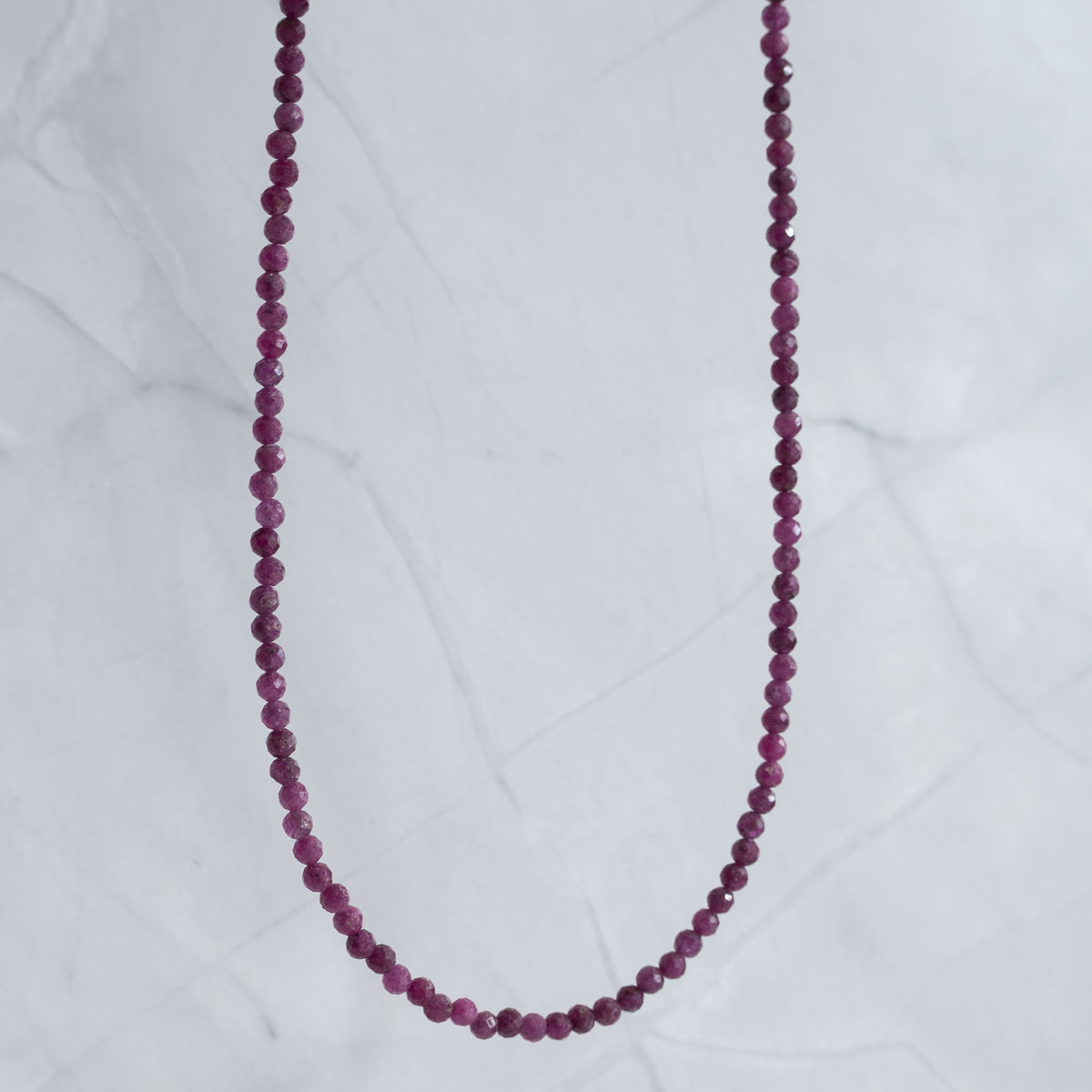Ruby Gemstone Necklace with Sterling Silver Clasp – 3–4mm | 39–42cm