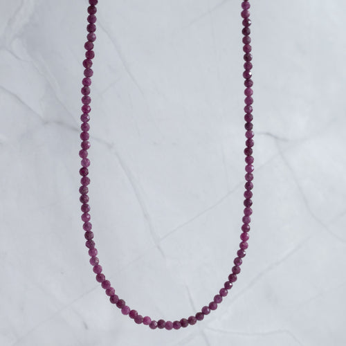 Ruby Gemstone Necklace with Sterling Silver Clasp – 3–4mm | 39–42cm