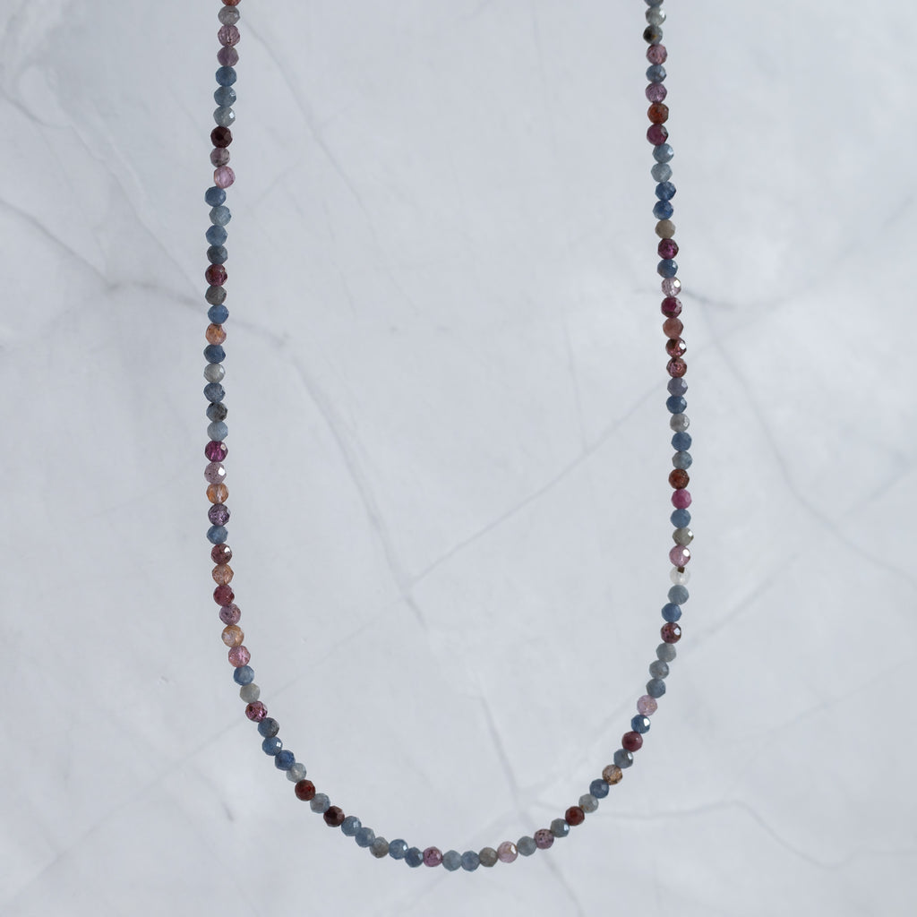 Sapphire Gemstone Necklace with Sterling Silver Clasp – 3–4mm | 40–43cm
