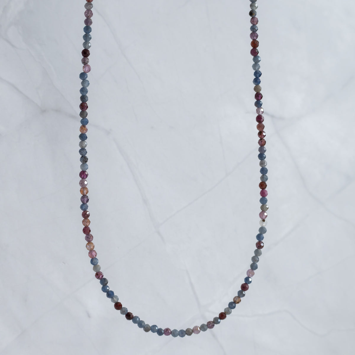 Sapphire Gemstone Necklace with Sterling Silver Clasp – 3–4mm | 40–43cm