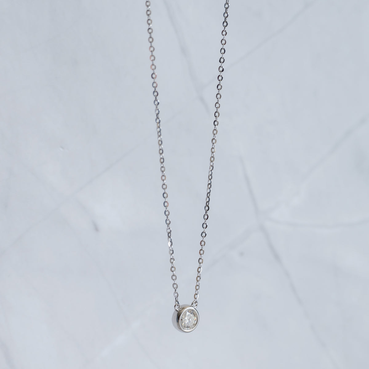 Sterling Silver 0.5ct Moissanite Fixed Pendant Necklace – 40+3cm