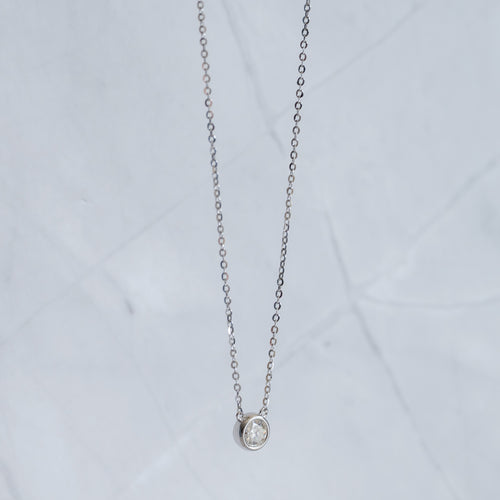 Sterling Silver 0.5ct Moissanite Fixed Pendant Necklace – 40+3cm