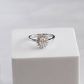 Sterling Silver 1ct Moissanite Oval Halo Cluster Flower Ring