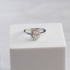 Sterling Silver 1ct Moissanite Oval Halo Cluster Flower Ring