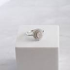 Sterling Silver 1ct Moissanite Oval Double Halo Cluster Ring – 15 x 13mm